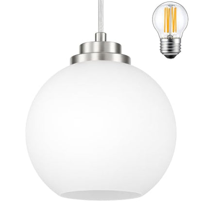 6" Black Globe Pendant Light Ribbed Glass Pendant Lights Kitchen Island Height Adjustable Mid