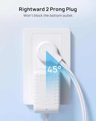 2 Prong to 3 Prong Extension Cord 10ft (10 ft / Rightward 2 Prong / White)
