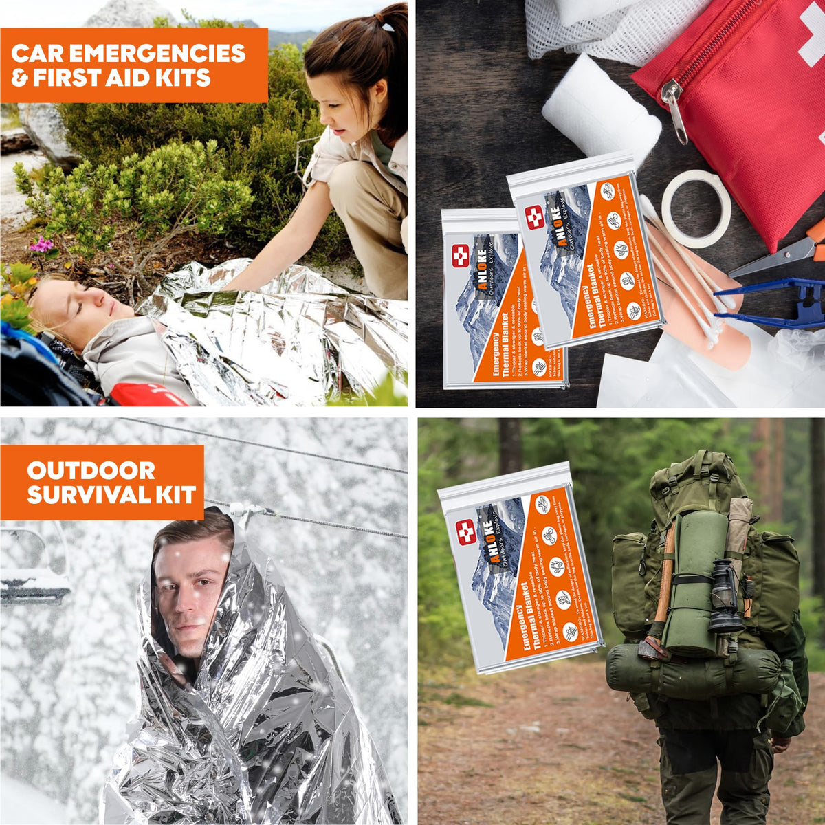 Emergency Blanket Mylar Thermal Blanket (Silver-50 Pack)