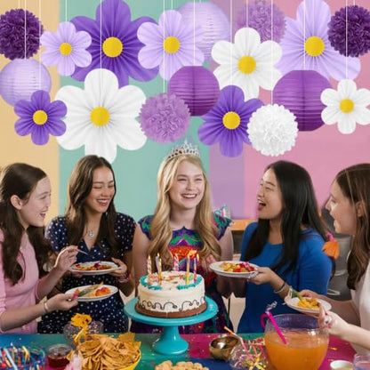 19 Pcs Purple Party Decorations (Purple and White)