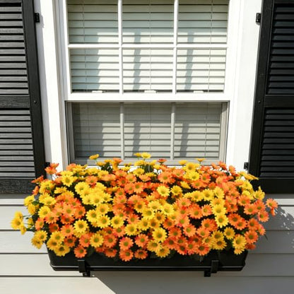 12 Bundles Fake Dasiy Artificial Mums Flowers for Outdoors Decoration (Yellow and Orange)