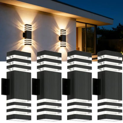 Square Outdoor Wall Lights Pack 3 Layer