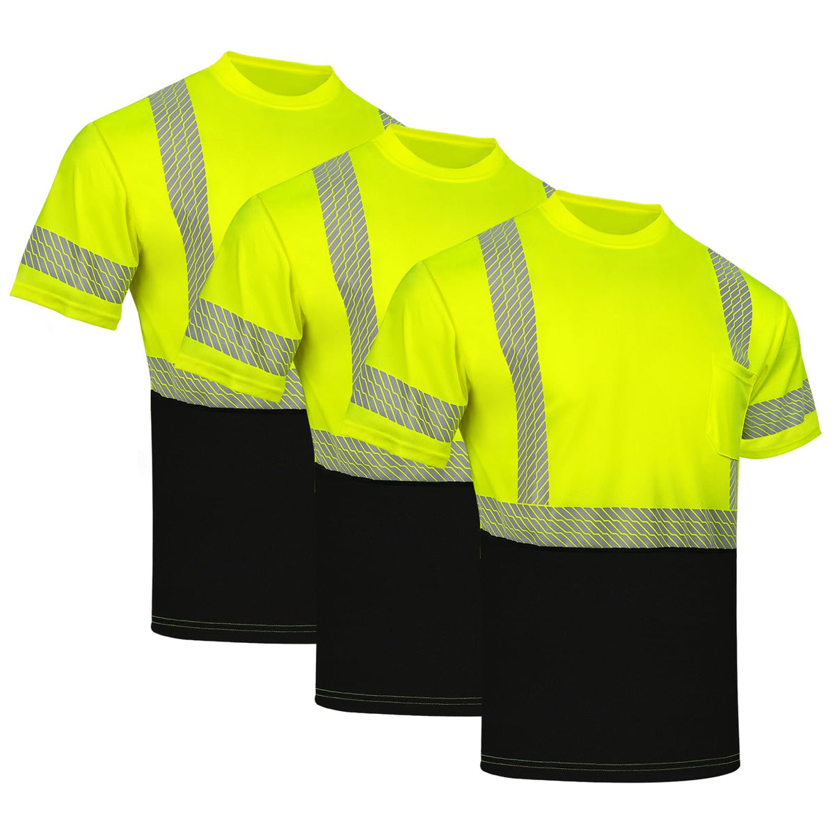 High Visibility Safety Reflective T Shirts for Men (XX-Large / Yellow+black)