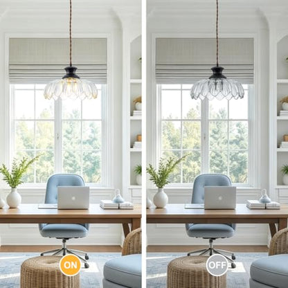 Pendant Light with Clear Flower Patterned Glass