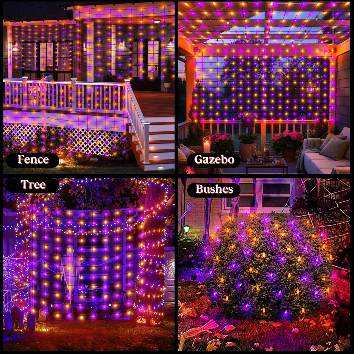 120LED Halloween Net Lights Outdoor (Orange/Purple-1PCS)
