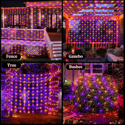 120LED Halloween Net Lights Outdoor (Orange/Purple-1PCS)