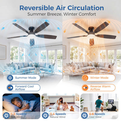 42 Inch Ceiling Fans with Lights (Black&Wood Grain / 42 Inch)