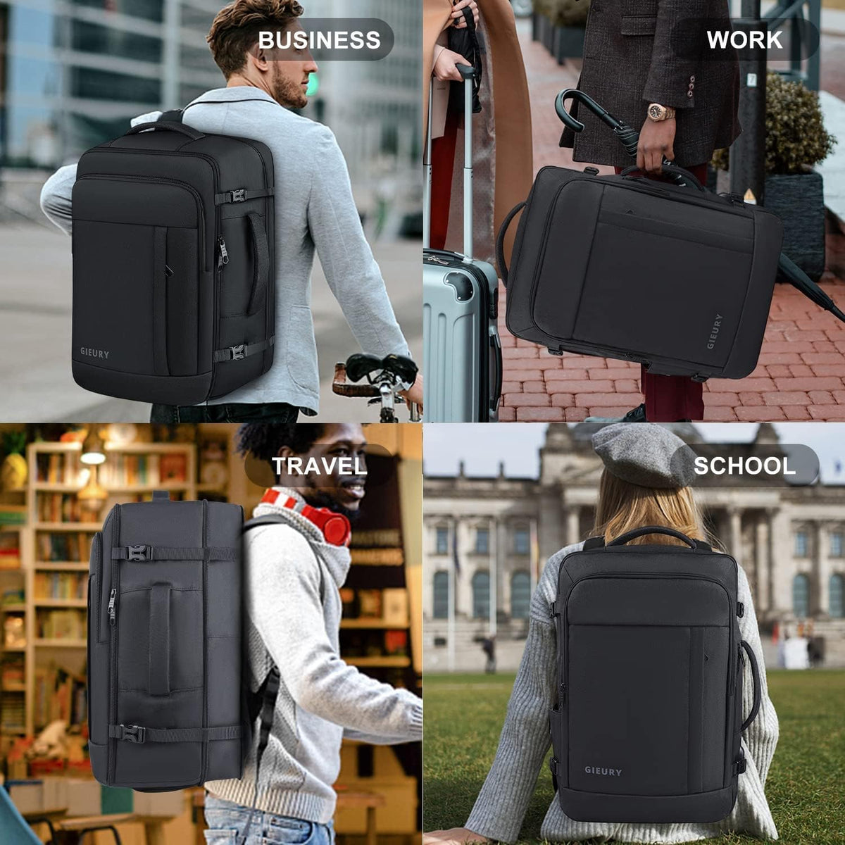 55L Carry On Backpack (Black / 3X-Large(22"x14"x10"))