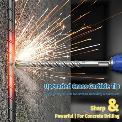 SDS Plus Carbide Cross Tip Rotary Hammer Drill Bits for Concrete and Masonry