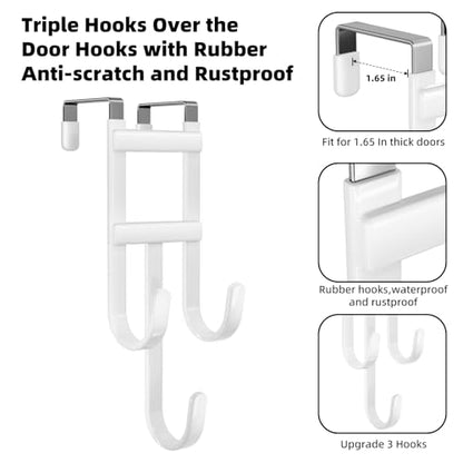 2 Packs Over the (White / Long hooks-2 Packs Fit 1 1/2" Interior Door)