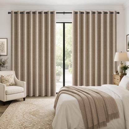 Extra Wide 100% Blackout Linen Curtains 100x90 Copper Brown (Copper Brown / 100"W x 90"L (Pack of 1))