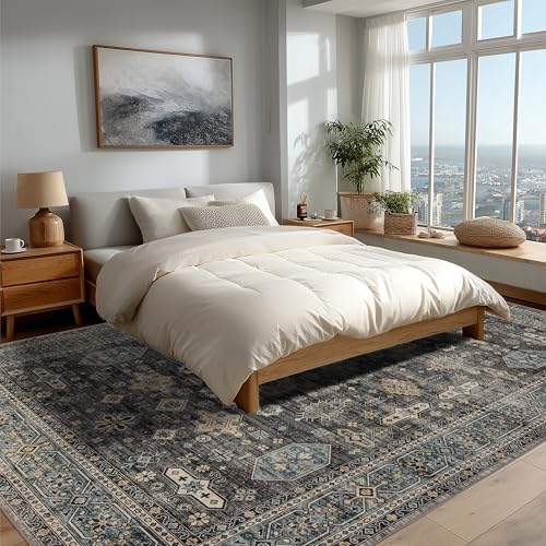 Washable Area Rug 8×10 for Living Room (Silver / 8' x 10' (Rectangular))