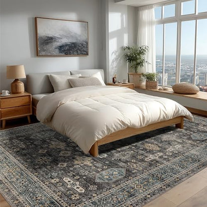 Washable Area Rug 8×10 for Living Room (Silver / 8' x 10' (Rectangular))
