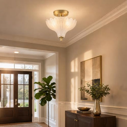 Glass Ceiling Light Semi Flush Mount Textured Glass Shade