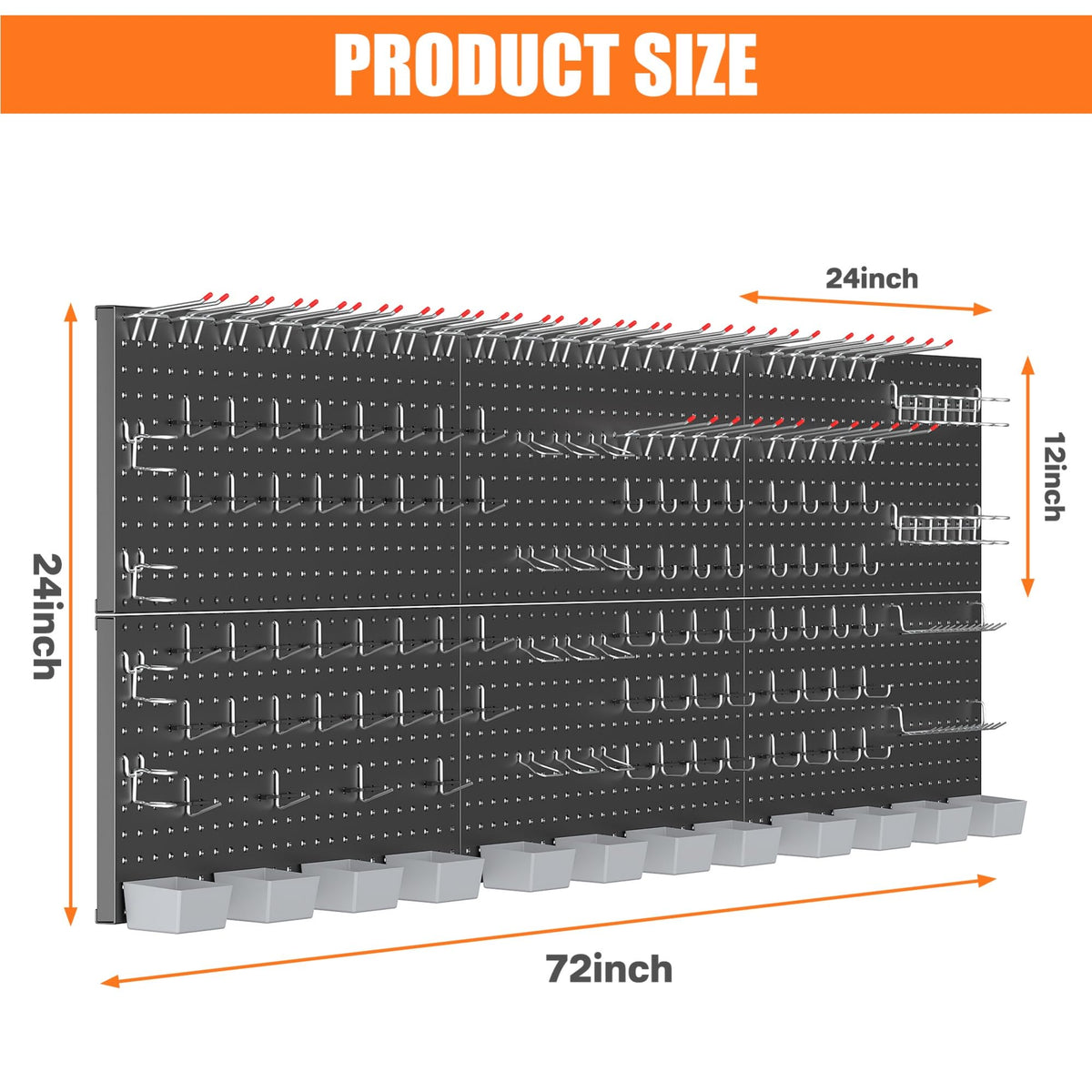 Garage Tools Organizer Boards Kit with Hooks (Black)