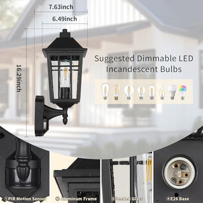 16" Motion Sensor cOutdoor Wall Light Fixtures (11-BK-MA)