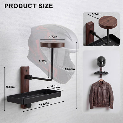 Helmet Holder Wall Mount with Shlef (Brown*1)
