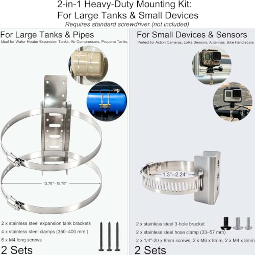 Heavy Duty 1.2mm Stainless Steel Expansion Tank Bracket & Camera Mount Kit
