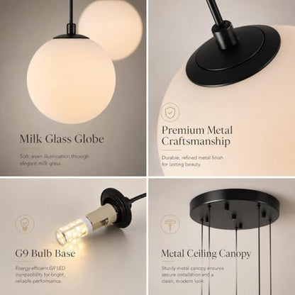 Black Globe High Ceiling Chandelier (Black / 5-Light)