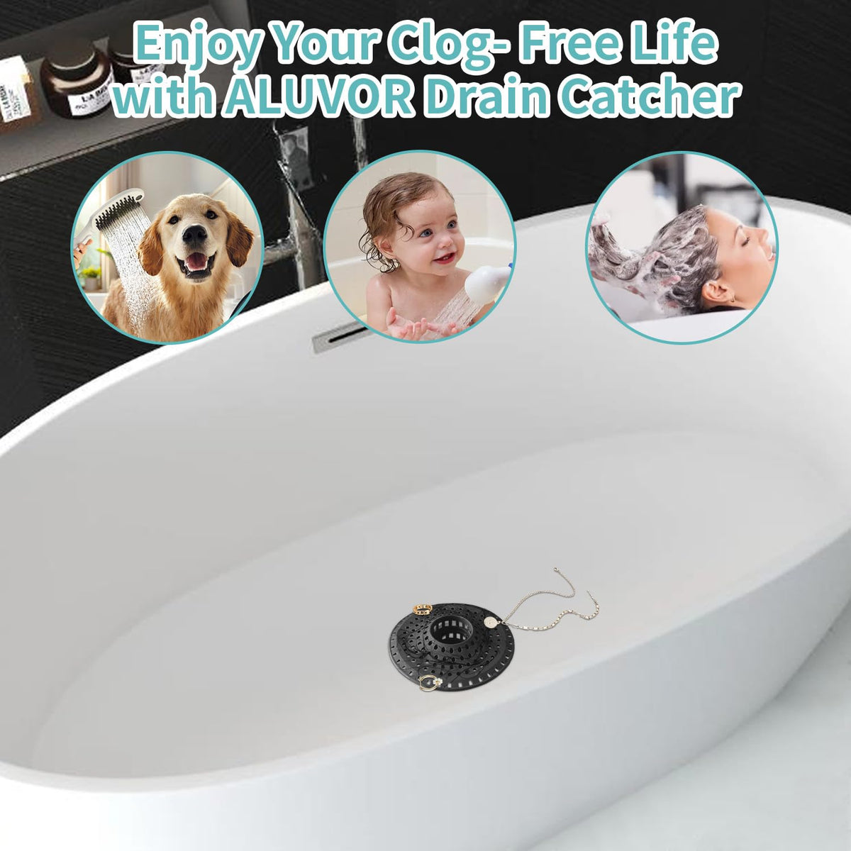 Bathtub Drain Hair Catcher (‌dark Black)