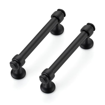 4 Pack Black Cabinet Handles (Black / 3-3/4 Inch Hole Centers)