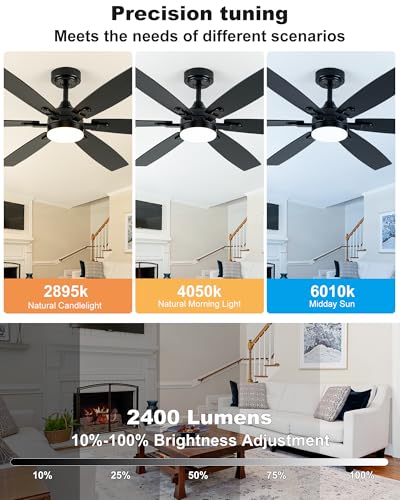 52" Ceiling Fan with Light for Bedroom