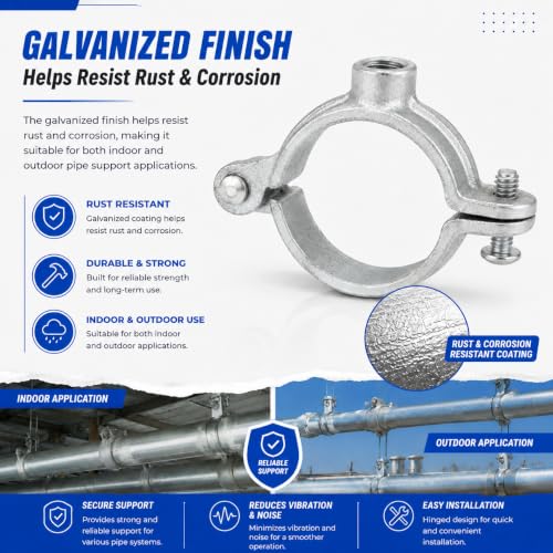 Silver Hinged Split Ring Pipe Hanger