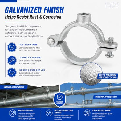 Silver Hinged Split Ring Pipe Hanger