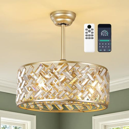Crystal Caged Ceiling Fans Lights