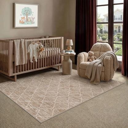 3x5 Area Rug Brown Washable Rugs for Living Room (L| Brown / 3' x 5' (Rectangular))