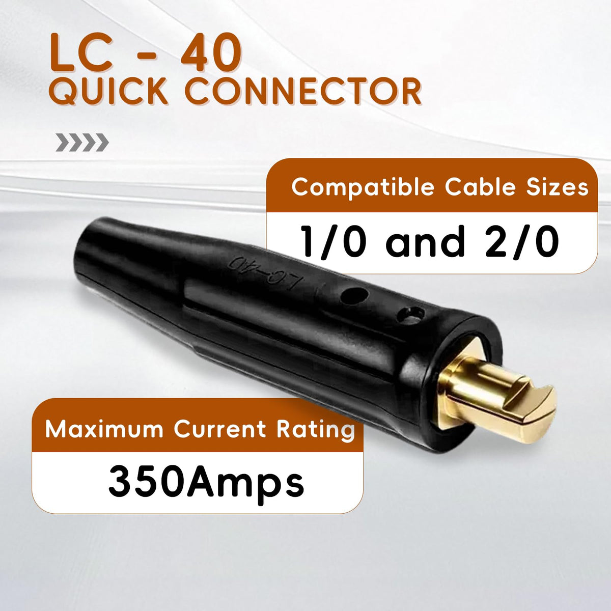 2PCS LC 40 Welding Cable Connectors & CT (Black Lc-40 & Ct-40fa)