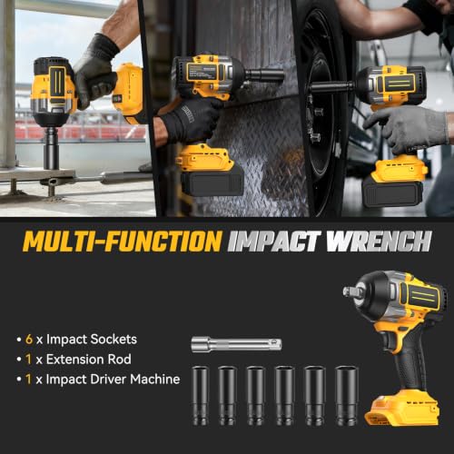 Cordless Impact Wrench with 6 Sockets