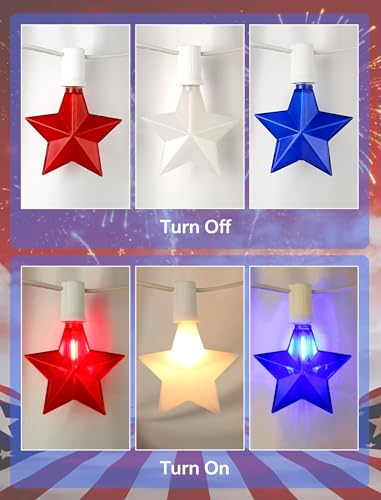 25FT Red White and Blue LED Star Lights (Red White Blue Star Lights / 25FT)