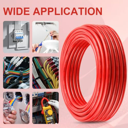 THHN Wire 6 AWG 25FT Stranded OFC Copper Conductor with Nylon Coated PVC Jacket (Red / 6AWG 25FT)