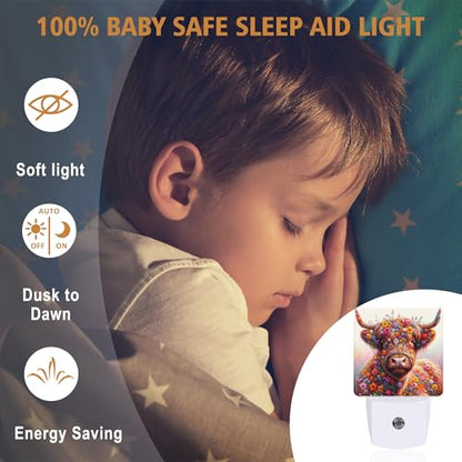 Night Lights Plug into Wall (Highland Cow)
