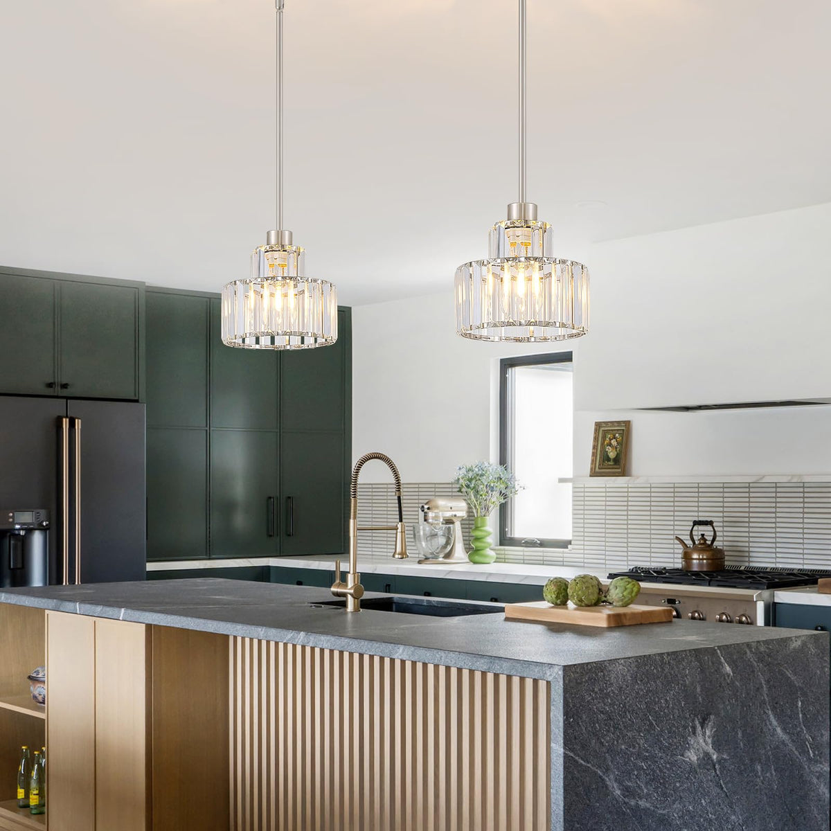 Brushed Nickel Pendant Lights Kitchen Island 1 Pack (Nickel&Clear / 1 pack)