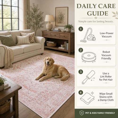 8x10 Area Rugs for Living Room (Blush Pink / 8' x 10' (Rectangular))