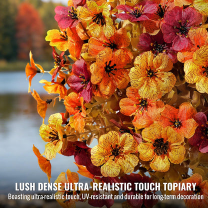 8Pcs Artificial Topiary Ball Flowers for Outdoors Planters Decor (Orange Yellow Brown)