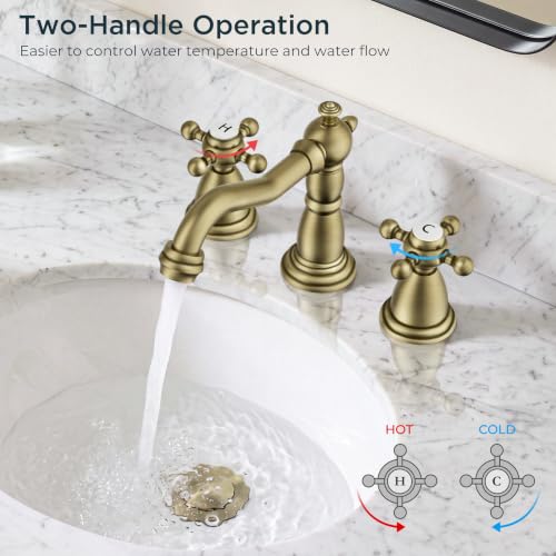 Bathroom Faucet 3 Hole Vintage 8 inch Widespread Sink Faucets