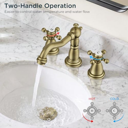 Bathroom Faucet 3 Hole Vintage 8 inch Widespread Sink Faucets