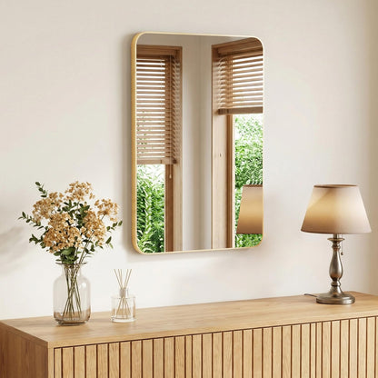 Bathroom Wall Mirror (Gold-round Corner / 30"L x 40"W)