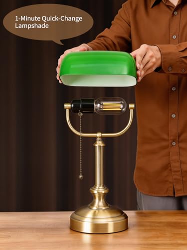 One Min Quickly Replacement Glass Shade Banker Desk Lamp