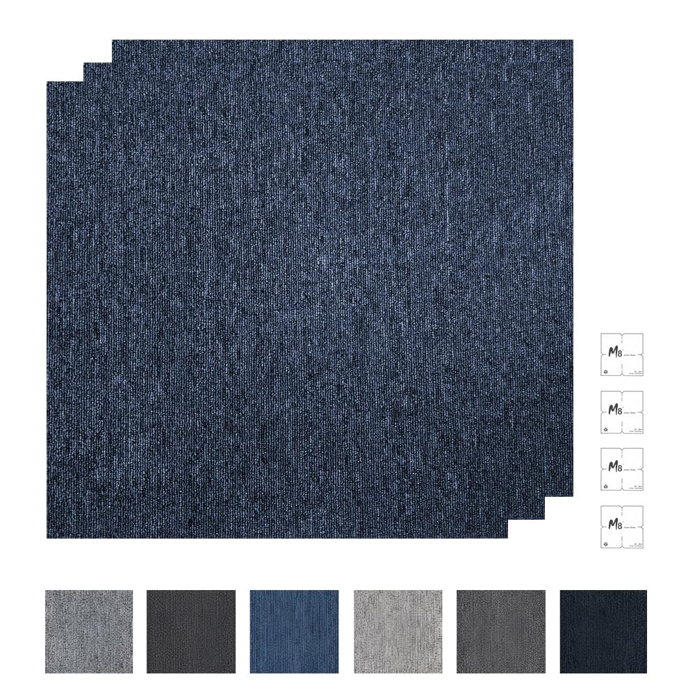 32 Pieces of Carpet 20x20 inch Square Carpet Tiles (Light Blue-07)