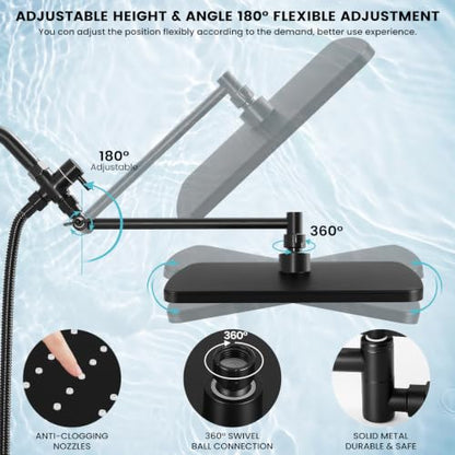 Shower Head with Handheld (A-Matte Black / Rectangular 12")