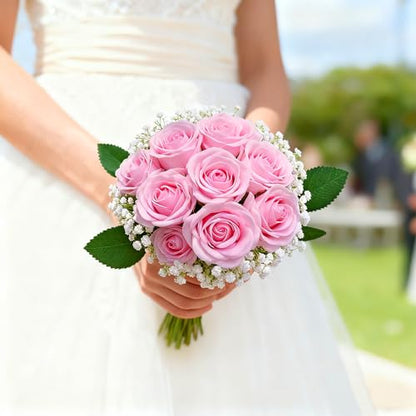 50Pcs Pink Roses Artificial Flowers with Stems (Pink / 50Pcs)