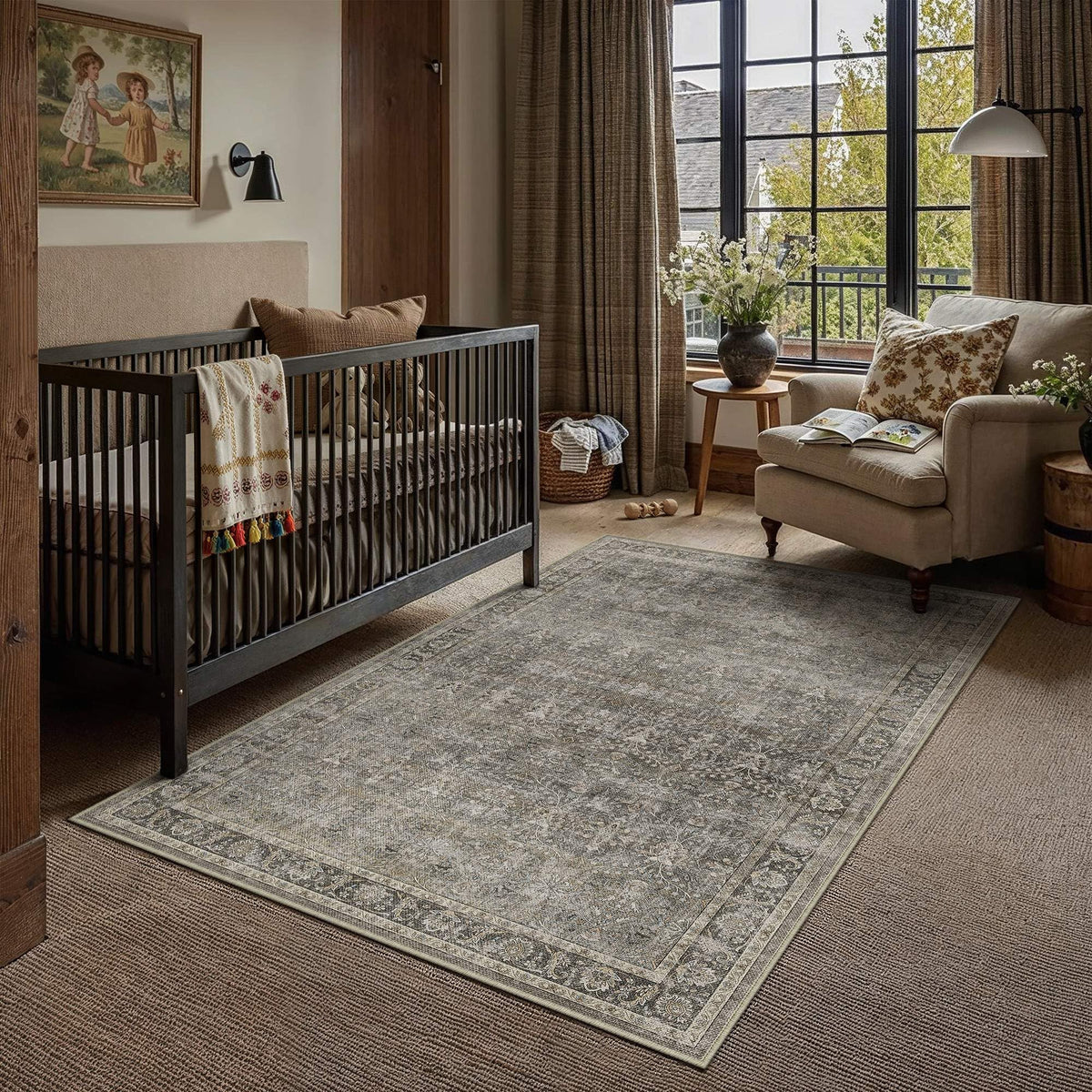 Moss Green 4x6 Washable Area Rugs for Living Room (Q| Moss Green / 4' x 6' (Rectangular))