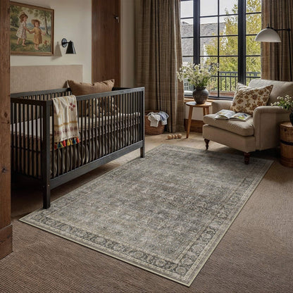 Moss Green 4x6 Washable Area Rugs for Living Room (Q| Moss Green / 4' x 6' (Rectangular))