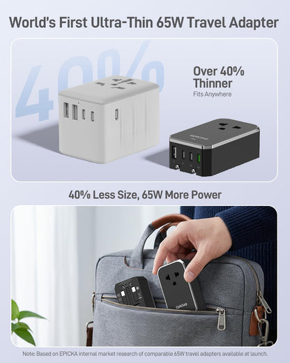 Air 65W Universal Travel Adapter PD&QC with 1AC (Black)