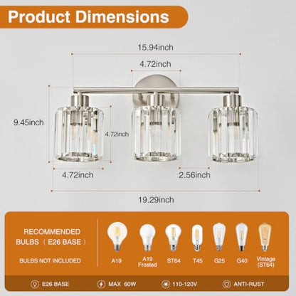 Modern Crystal Bathroom Light Fixtures