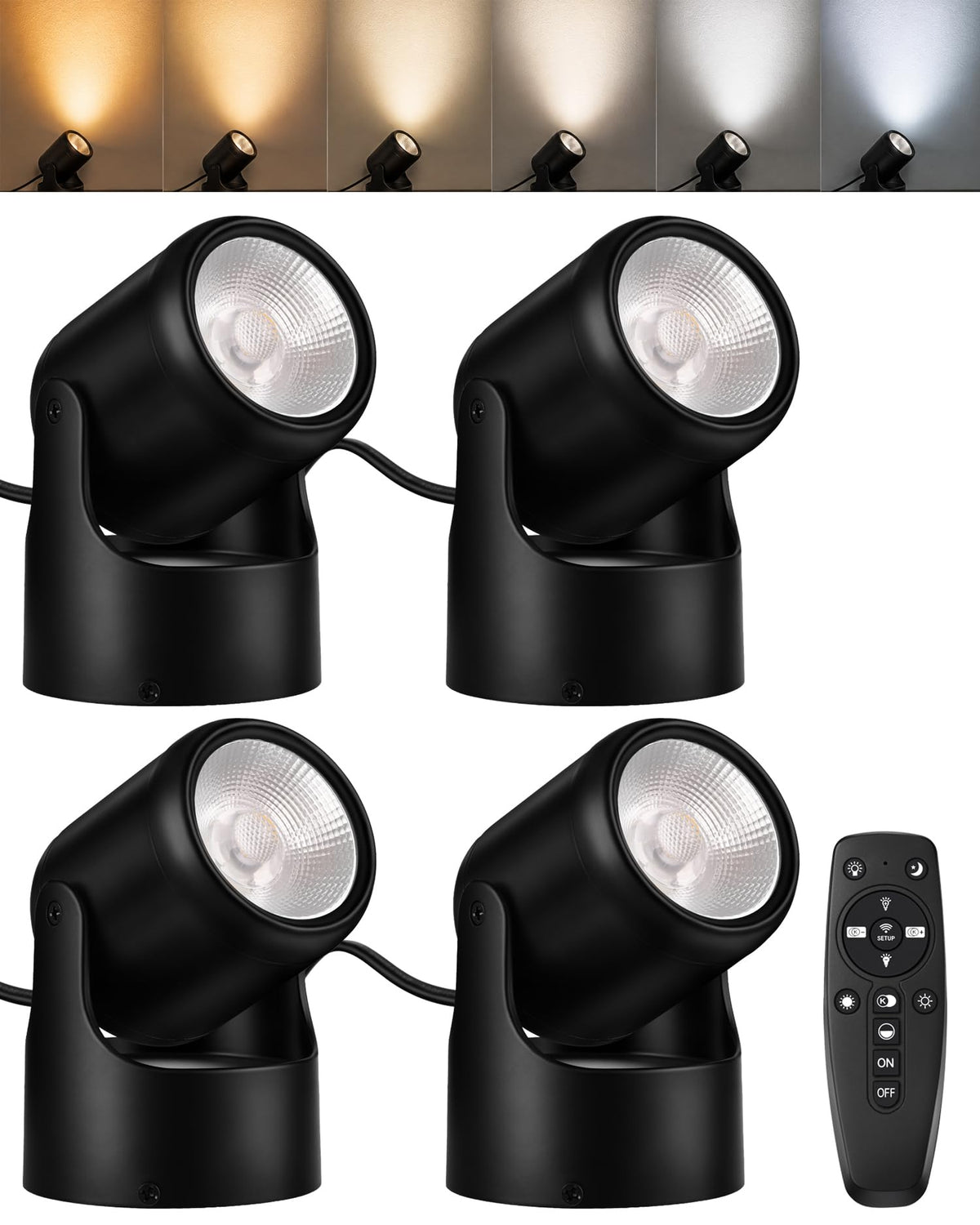 Indoor Uplights with Remote (4 Pack)